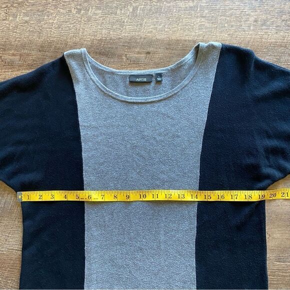 Sweater Dress Black Grey Colorblock Large Office Work Academia Stripe - Picture 6 of 8